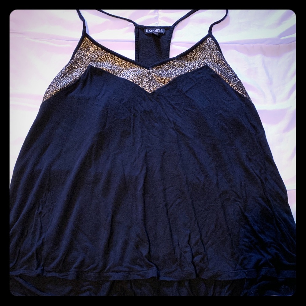 Soft spaghetti tank top black gold express L